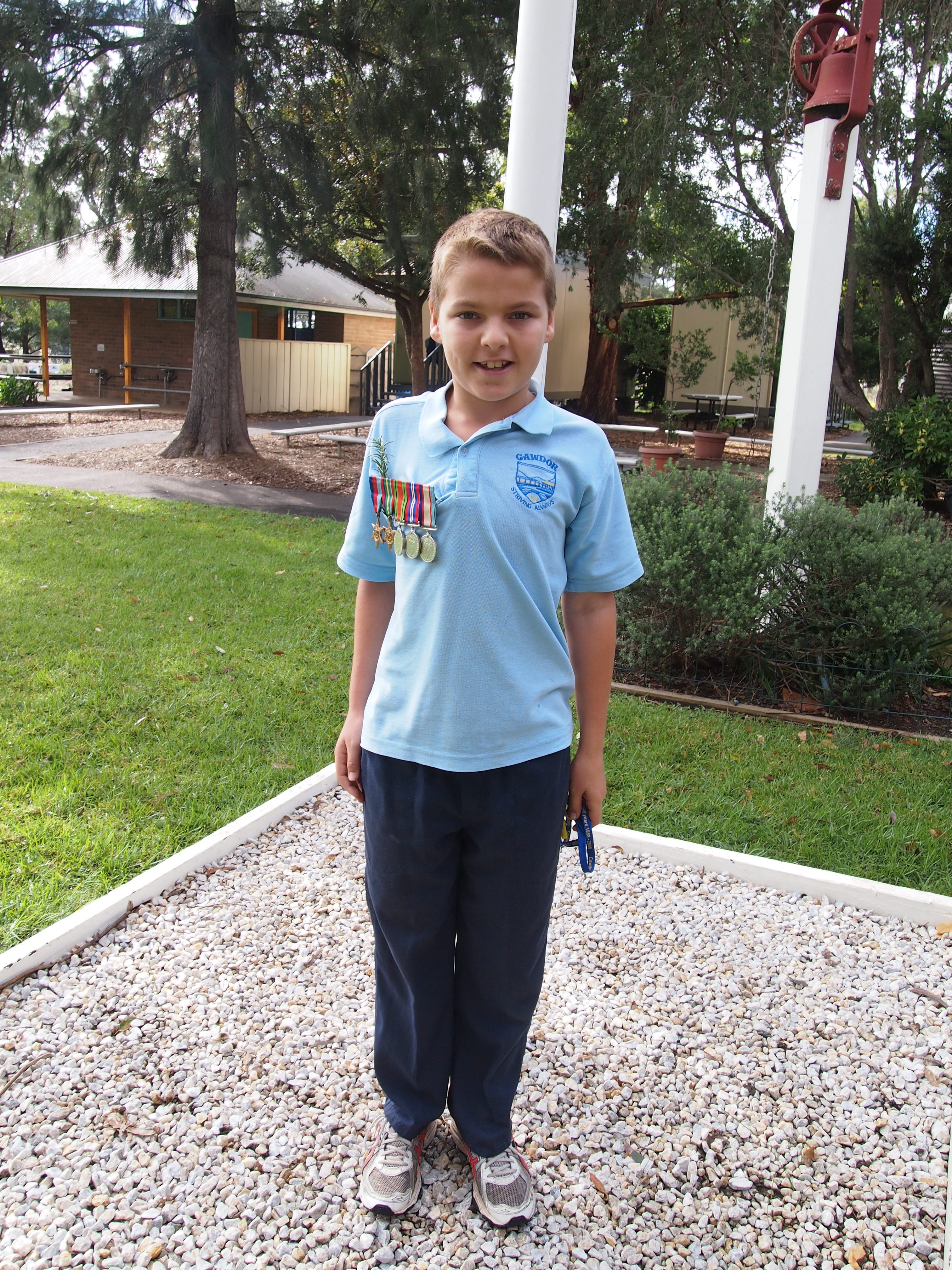 Ben proudly wearing his great grandfathers medals.